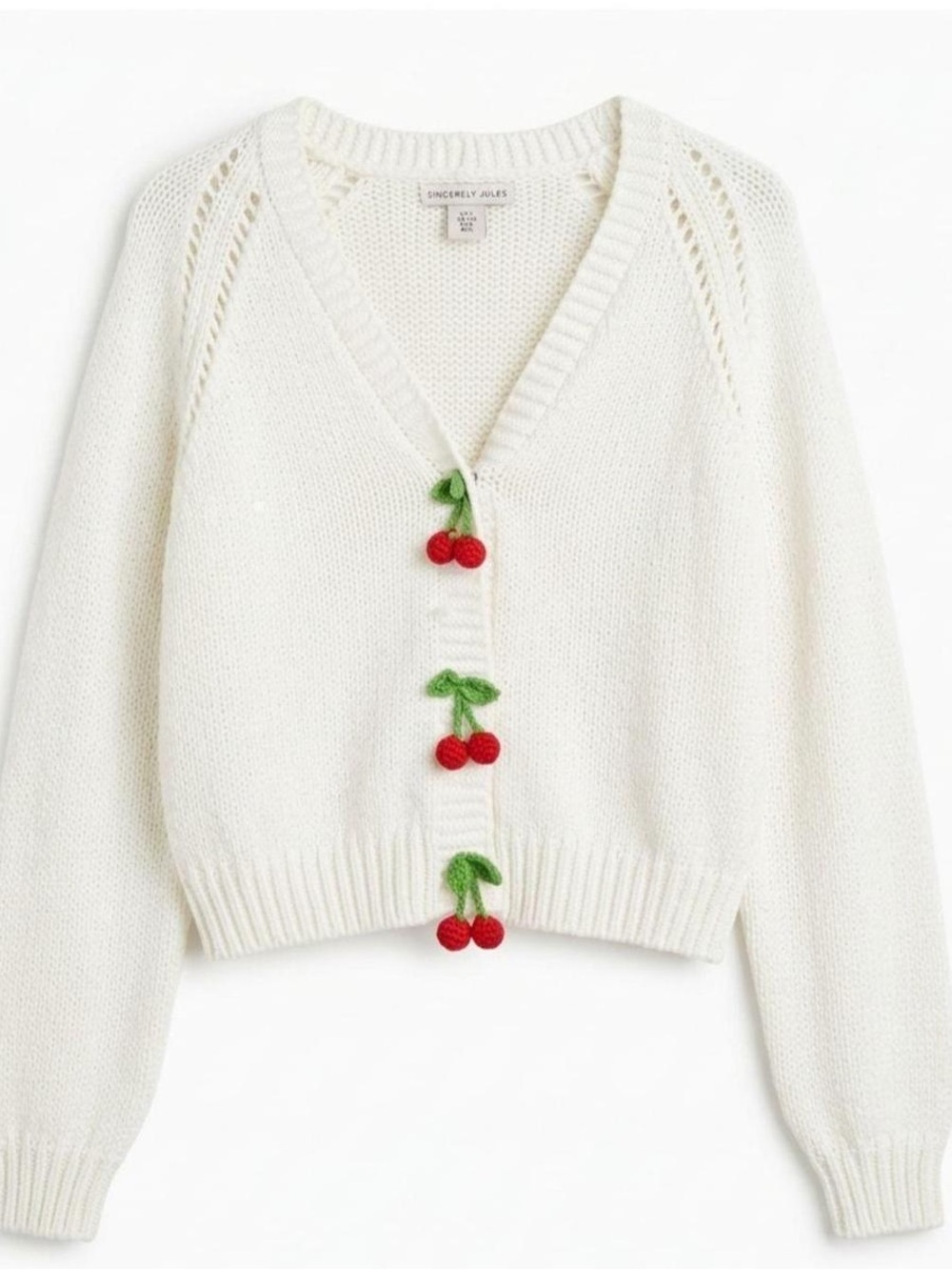SINCERELY JULES Knit Red Cherry Cropped Cardigan